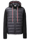 Logo Patch Down Hoodie Cardigan Black - MONCLER - BALAAN 2