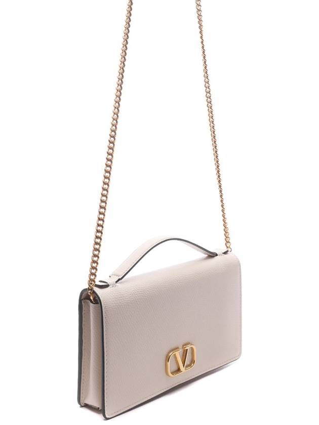 V Logo Signature Chain Cross Bag Ivory - VALENTINO - BALAAN 4