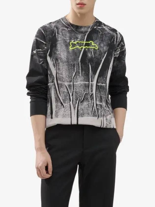 T-Just-Ls-N Crease Effect Print Long Sleeve T-Shirt Black White - DIESEL - BALAAN 2