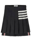 4 Bar Plain Weave Mini Pleated Skirt Navy - THOM BROWNE - BALAAN 2