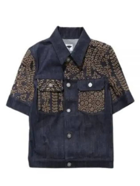 Flower Embroidered Cotton Denim Jacket Blue - DIOR - BALAAN 1
