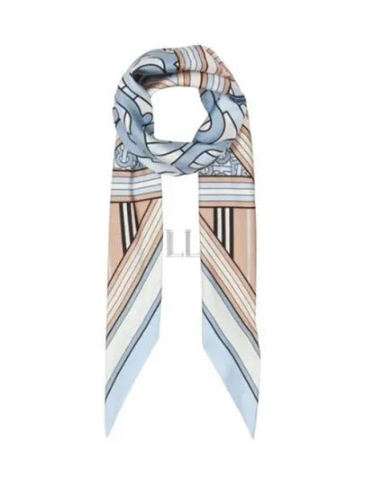 TB Check Printing Silk Muffler Blue Brown - BURBERRY - BALAAN 2