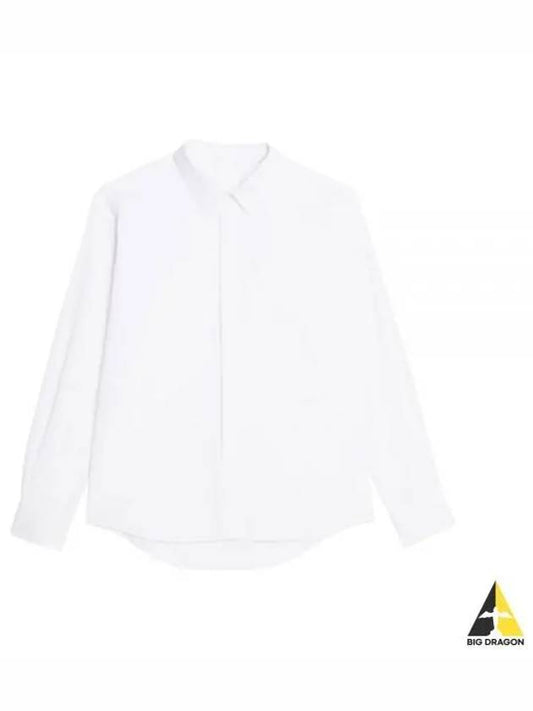 Hidden Button Long Sleeve Shirt White - AMI - BALAAN 2