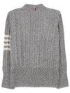 Donegal Twist Cable 4 Bar Classic V Neck Cardigan Light Grey - THOM BROWNE - BALAAN 3