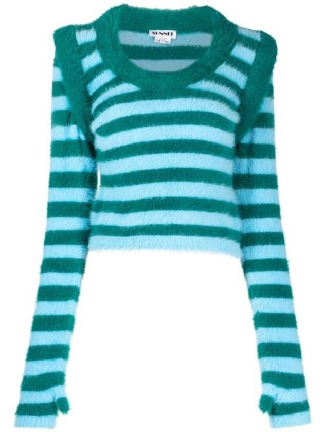 Slim Stripe Long Sleeve Knit Top Green - SUNNEI - BALAAN 2