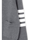 Milano Stitch 4 Bar Classic V Neck Fine Merino Wool Cardigan Medium Grey - THOM BROWNE - BALAAN 6