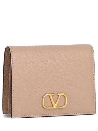 Compact V Logo Signature Calfskin Half Wallet Beige - VALENTINO - BALAAN 2