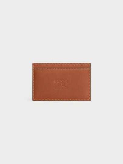 Triomphe Embossed Natural Calfskin Card Wallet Tan - CELINE - BALAAN 2