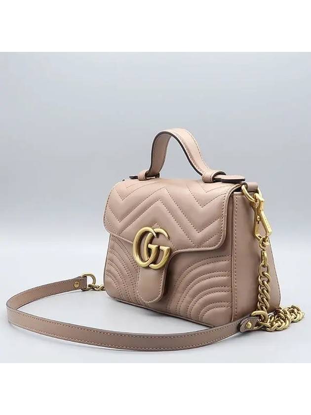 547260 Indie Pink Leather GG Marmont Soft Structured Top Handle Tote Bag Chain Strap 2WAY - GUCCI - BALAAN 3