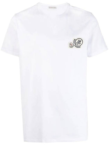 Double Logo Patch Short Sleeve T-shirtWhite - MONCLER - BALAAN 1