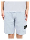 Cotton Fleece Cargo Bermuda Shorts Light Blue - STONE ISLAND - BALAAN 2