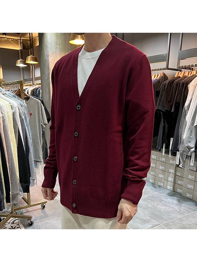 Signature Stitch V-neck Wool Cardigan Burgundy - MAISON MARGIELA - BALAAN 4