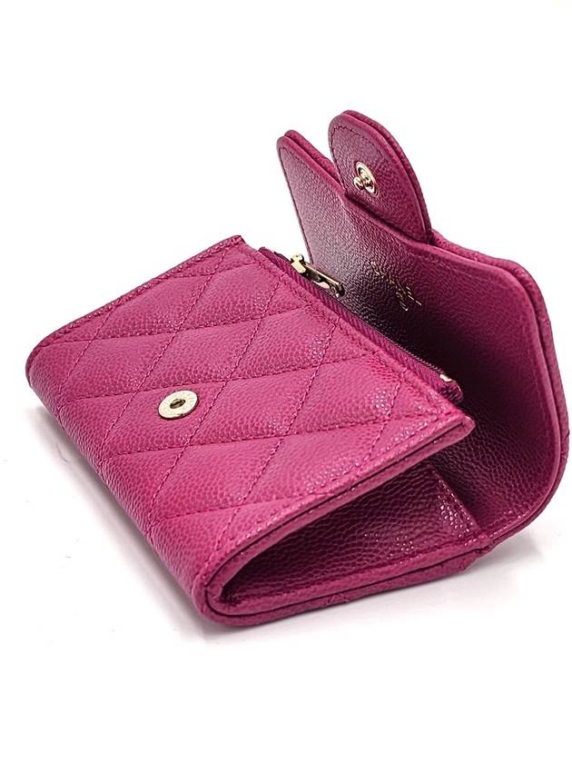 Classic caviar zipper card wallet snap purple dark pink AP4096 - CHANEL - BALAAN 7