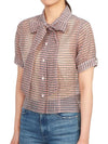 Women's Check Pattern Bow Blouse - THOM BROWNE - BALAAN 5