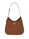 Topstitching Triangle Logo Large Leather Shoulder Bag Brown - PRADA - BALAAN 2