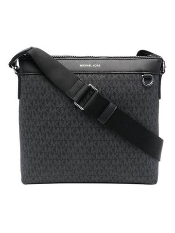 Greyson Logo Leather Messenger Bag Black - MICHAEL KORS - BALAAN.