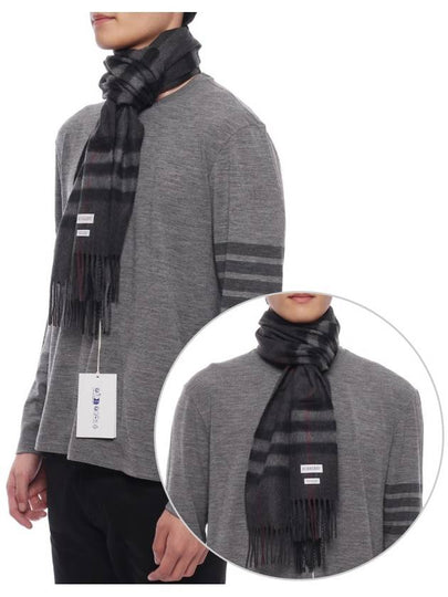 Check Cashmere Scarf Charcoal - BURBERRY - BALAAN 2