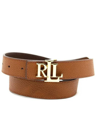 Gold Logo Reversible Leather Belt Brown - POLO RALPH LAUREN - BALAAN 1