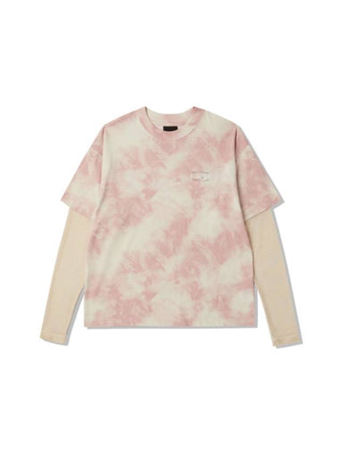 Tie Dye Mesh Layered T-Shirt Pink - VAEKCIE - BALAAN 1