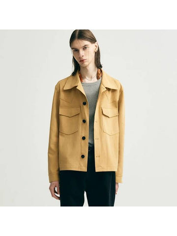 Western Open Collar Suede Jacket Mustard - NOIRER - BALAAN 1