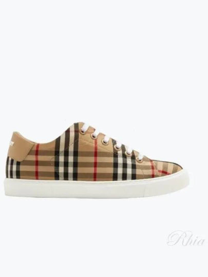 Vintage Check and Leather Sneakers Archive Beige - BURBERRY - BALAAN 2