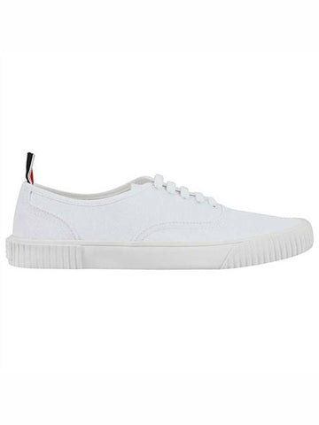 Rubber Sole Heritage Canvas Low Top Sneakers White - THOM BROWNE - BALAAN 1