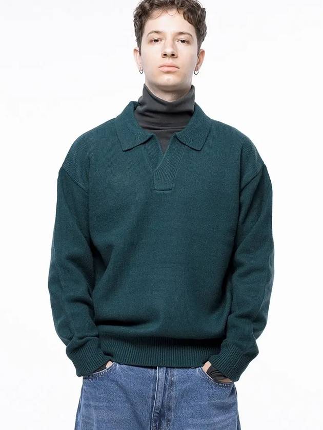 Men s M243TP08GN Dense Modal Open Collar Knit Green - CHANCE'S NOI - BALAAN 7