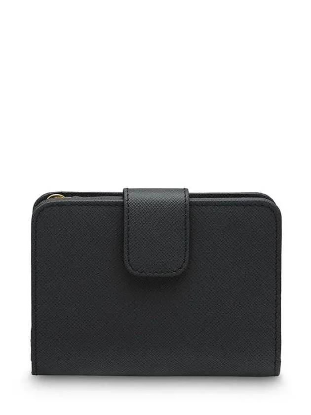 Small Saffiano Leather Half Wallet Black - PRADA - BALAAN 4