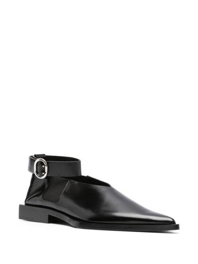 Pointed Toe Leather Flats Black - JIL SANDER - BALAAN 4