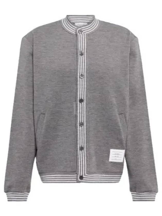 Men's Funnel Neck Button Up Wool Jacket Grey - THOM BROWNE - BALAAN 2