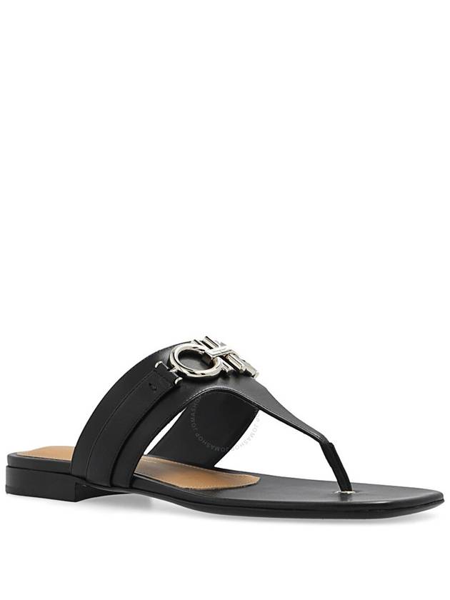 Gancini Flip Flops Black - SALVATORE FERRAGAMO - BALAAN 3