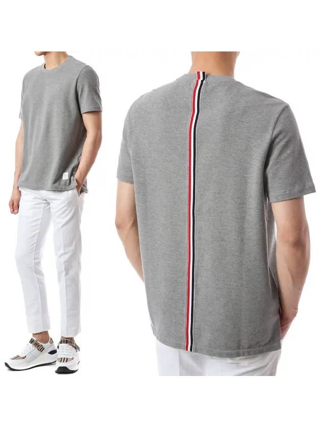 Men's Center Back Striped Short Sleeve T-Shirt Light Grey - THOM BROWNE - BALAAN 2