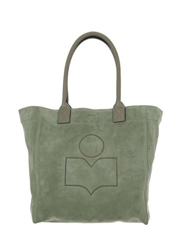 Yenky Logo Small Suede Tote Bag Almond Green - ISABEL MARANT - BALAAN 1