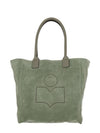 Yenky Logo Small Suede Tote Bag Almond Green - ISABEL MARANT - BALAAN 1