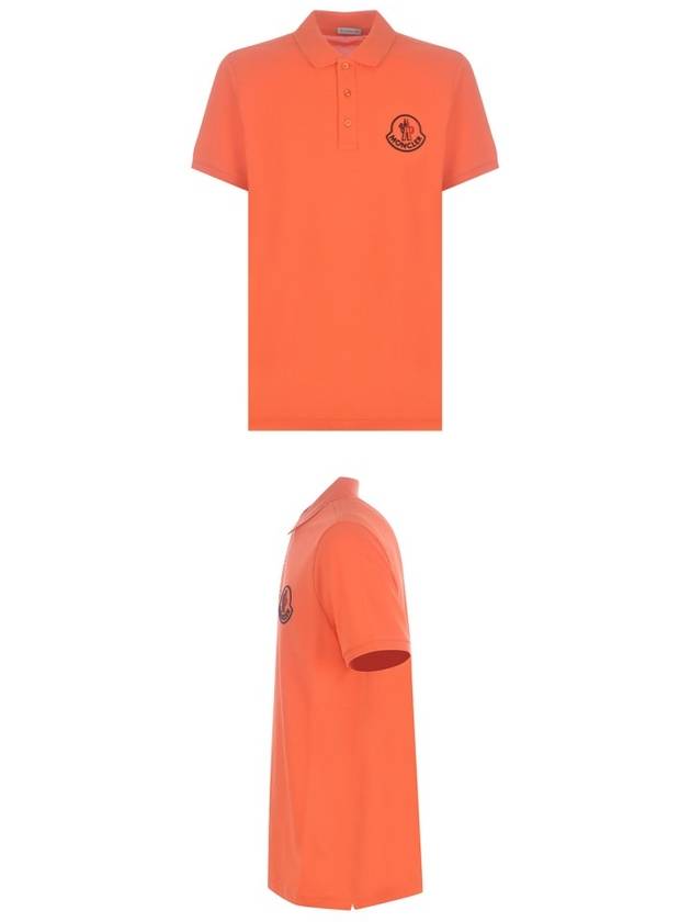 Embroidered Logo Short Sleeve Polo Shirt Orange - MONCLER - BALAAN 5