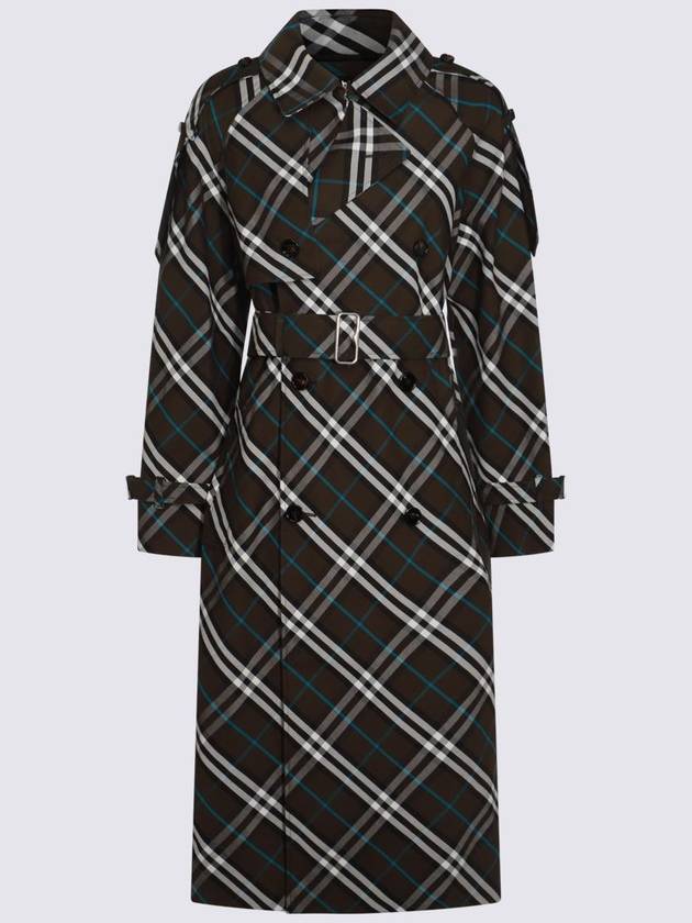 Check Long Cotton Blend Trench Coat Snug - BURBERRY - BALAAN 2