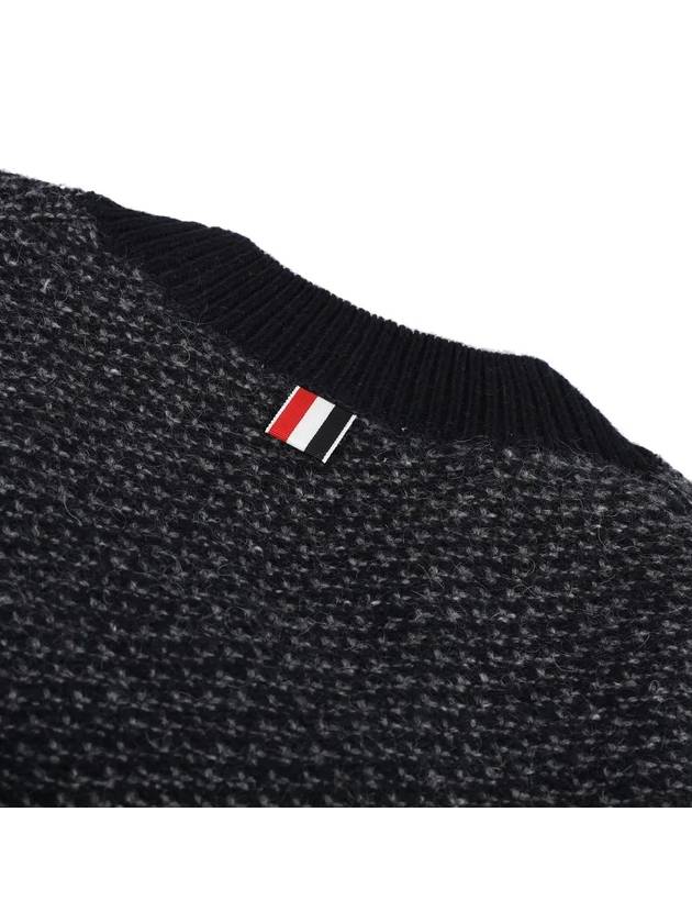 Mohair Tweed 4-Bar V Neck Vest Navy - THOM BROWNE - BALAAN 5