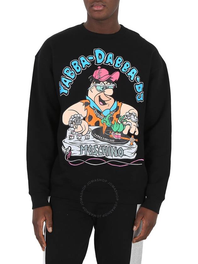 Men s Sweatshirt Moschino Black Flintstones Print Cotton Brand Size 44 US 34 - MOSCHINO - BALAAN 2