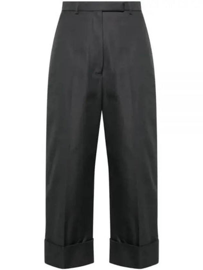 High Waist Cotton Canvas Straight Pants Dark Grey - THOM BROWNE - BALAAN 2