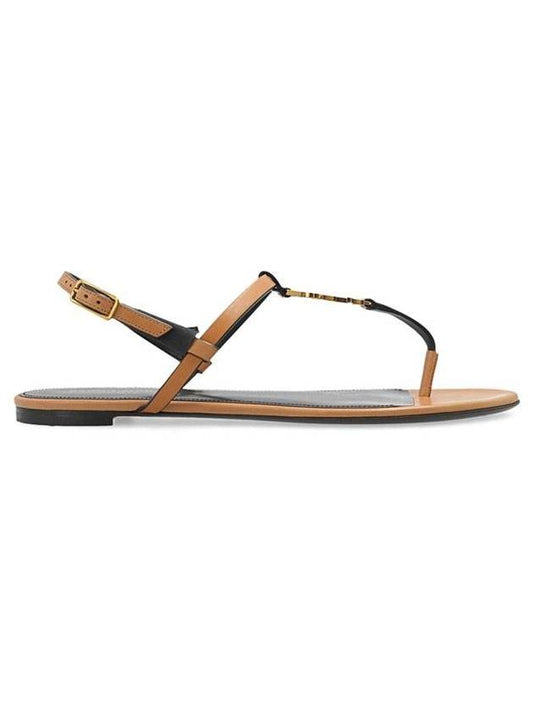 Monogram Cassandra Sandals Brown - SAINT LAURENT - BALAAN.