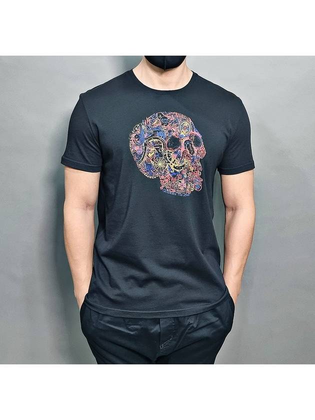 Skull Skull Printing Short Sleeve T-Shirt Black - ALEXANDER MCQUEEN - BALAAN 3