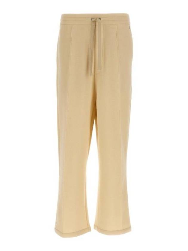 Elastic Waist Viscose Wool Straight Pants Ivory - AMI - BALAAN 2