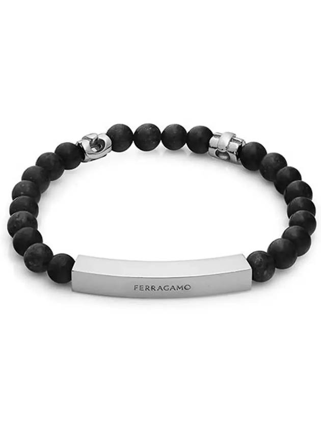 Logo Stone Small Bracelet Black - SALVATORE FERRAGAMO - BALAAN 4