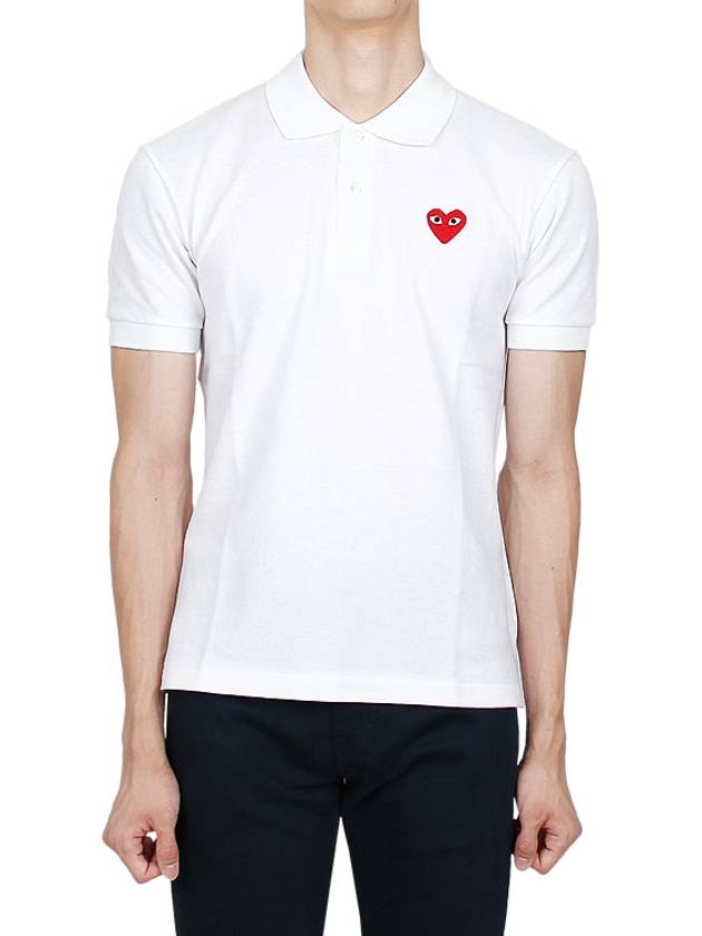 Red Heart Wappen Polo Shirt P1 T006 5 White - COMME DES GARCONS - BALAAN 3