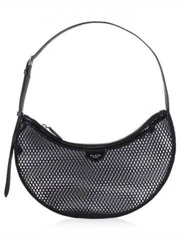 Women s Fishnet Demiloon Shoulder Bag Black 1120589 - ALAIA - BALAAN 1