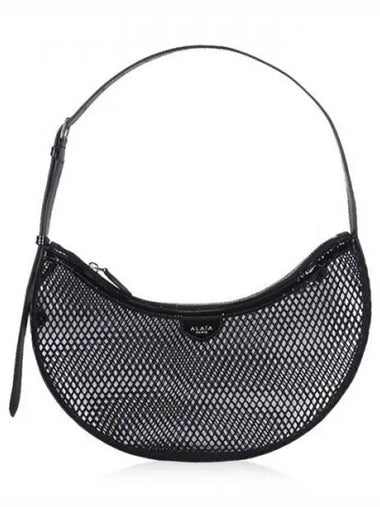 Women s Fishnet Demiloon Shoulder Bag Black 1120589 - ALAIA - BALAAN 1