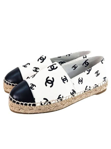 CC Logo Play Print Espadrilles White Black - CHANEL - BALAAN 1