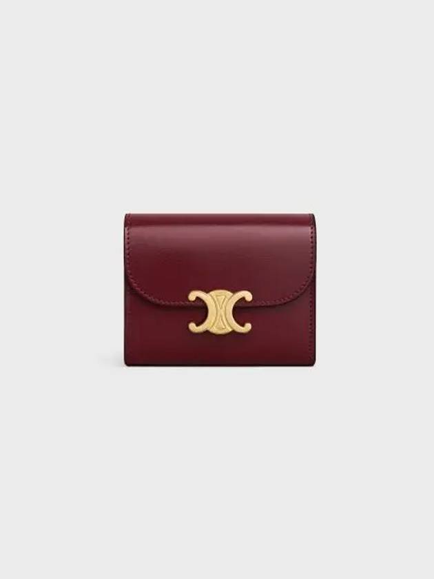 Triomphe Small Shiny Calfskin Half Wallet Light Burgundy - CELINE - BALAAN 2