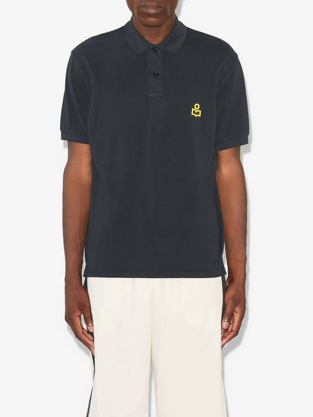 Afko Logo Cotton Polo Shirt Black - ISABEL MARANT - BALAAN 3