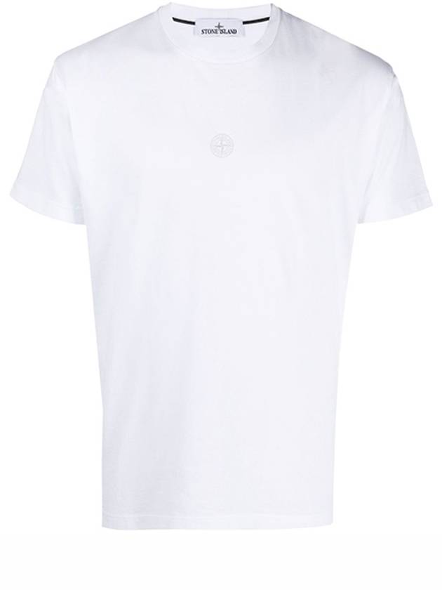 Embroidered Logo Short Sleeve T-Shirt White - STONE ISLAND - BALAAN 2